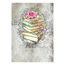 1 Feuille De Papier De Riz 21 X 29,7 Cm Ab Studio Vintage Livre Rose 1792 Scrapbooking
