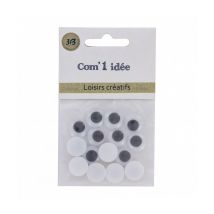Oeil Mobile Noir/blanc Peluches Diam. 12mm En Lot De 15 - 3bcom Blanc - Com 1 Idée