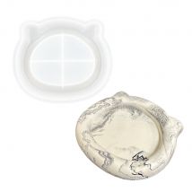 Moule En Silicone 17,2cm X 14,6cm X 2,3cm - Plateau En Forme De Chat - Jesmonite