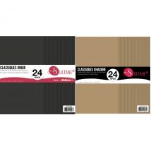 48 Papiers Scrapbooking Havane + Noir - 300g/ M² - Infocrea