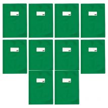 10 Protège-cahiers Opaque Vert En Pvc – Format 24x32 Cm – Épaisseur 19/100ème – Grain Cuir - Apli