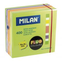 Bloc 400 Notes Adhésives Couleurs Fluo 76 X 76 Mm (vert, Multicolore) - Milan