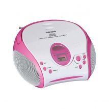 Lenco Boombox Cd/fm Modèle Scd-24 Kids Avec Écran Lcd Et Antenne Télescopique Rose