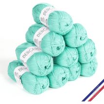 10 Pelotes De Laine - Algue - 100% Coton Bio - 3mm - Tricot Et Crochet - Bergère De France - Bergere de France
