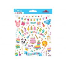 Autocollants - Joyeux Anniversaire Et Animaux - Paillettes - Global Gift