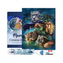Diamond Painting Broderie Diamant Figured’art 40x50cm Toile Tendue Sur Châssis En Bois - Diamants Carrés - Animaux De La Jungle - Figured'Art