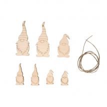 Déco Bois Lutins, Fsc Mixcredit,assort., Nature, 2,5 - 9 Cm, + Cordon 0,5m, 7 Pces - Rayher