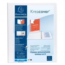 Classeur Pp Personnalisable Kreacover - 4 Anneaux En D 20mm - A4 Maxi - Blanc - X 10 - Exacompta