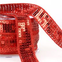 Bobine Galon Paillettes 14,5m Rouge - MyMercerie
