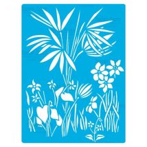 Pochoir Plastique Souple Réutilisable 18,5 X 14,5 Cm Fabrika Decoru Jardin De Fleurs 393 - FABRIKA DECORU