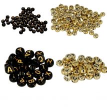 600 Perles Alphabet Noir/ Doré - Artemio