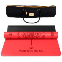 Tapis Yoga Rouge Antidérapant Éco-durable Pu-caoutchouc Naturel Mandala Premium 183x68x0,4cm + Sac - Yogaterrae