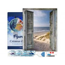Diamond Painting Broderie Diamant Figured’art 40x50cm Toile Tendue Sur Châssis En Bois - Diamants Carrés - Porte Ouverte Sur La Plage - Figured'Art