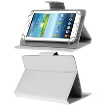 Housse Protection Support Pliable Tablette Tactile 7 Pouces Simili Cuir Blanc Yonis - Yonis