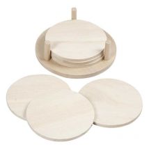 6 Dessous De Verre En Bois À Customiser Ø 9,5 Cm - Creotime