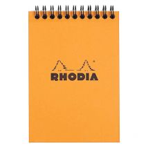 Bloc Notes - A6 - 10,5x14,8cm - Petits Carreaux - 80 Feuilles - Orange - Avec Spirale - Rhodia
