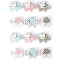 12 Stickers 3d - Elephants 4,3 Cm - Graine Creative