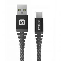 Câble Usb C Fibre Aramide 1.5m Charge Rapide 60w Prise Usb Swissten Noir