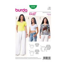 Patron Burda 6820 - T-shirt Femme Encolure Ronde Avec Variation De Longueur Du 32 Au 46 Taille N°fr 32-46