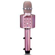 Lenco Bmc-090pk - Microphone Sans-fil Pour Karaoké - Fonction Haut-parleur Et Éclairage - Rose - Lenco