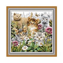 Tissu Carré Jacquard 48x48 Chats - Distrifil