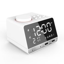 Enceinte Bluetooth Led Radio Réveil Usb Température Affichage Hd Compacte Blanc Yonis - Yonis