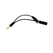 Muvit Adaptateur Et Répartiteur Audio 2x Jack 3,5 Mm Connecteurs Plaqués Or Noir