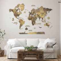 Carte Du Monde En Bois 3d Creatifwood Chocolate, M (100 X 70 Cm) - Décoration Murale - Creatifwood