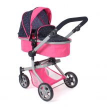 Poussette Pour Poupée Combinée 2 En 1 Mika Rose Bleu Marine Avec Pois - Bayer Chic 2000