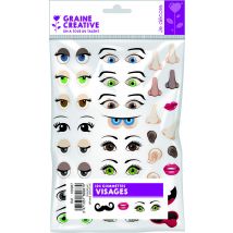 Gommettes Visage 148x210mm 124 Autocollants - Graine Creative
