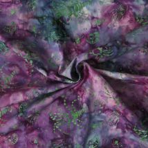Tissu Coton Imprimé Batik Aquaflow Sur Fond Violet Foncé - Au Mètre - Craftine