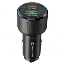 Swissten Chargeur Voiture Fast Charging 63w Usb-c Power Delivery 45w Et Usb 3.0 18w Noir