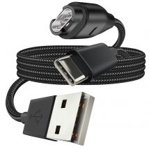 Tactical Câble De Charge Usb Vers Garmin Fenix + Usb-c Nylon Tressé 1m Noir