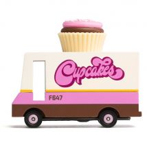 Candycar Vans: Cupcake Van (f647) 8,4x4,1x6,5cm, Wooden Diecast, En Boîte Cadeau, 3+ - Candylab Toys