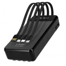 Batterie Secours 25800mah Câble 4 En 1 Amovible Et Sortie Usb Compact Linq Noir