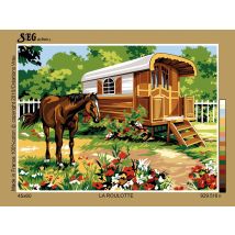 Canevas Antique La Roulotte 45x60cm - SEG