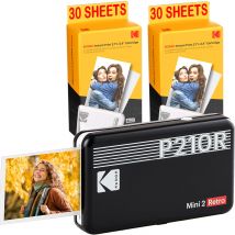 Kodak Pack Mini Imprimante P210 Retro 2 + Cartouche Et Papier Pour 60 Photos - Imprimante Connectée Bluetooth - Photos Format Cb 5,3 X 8,6 Cm - 