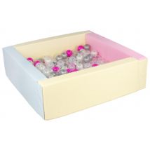 Piscine À Balles Carrée Avec 200 Balles - Bords 3 Couleurs/perle, Transparent, Rose, Argent - Velinda