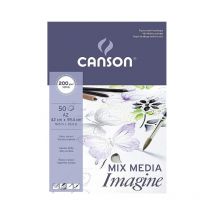 Papier Multitechnique Blanc - A2 (42x59,4cm) - 200g/m2 - Bloc De 50 Pages - Mix Media Imagine - Canson