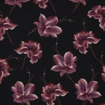 Tissu Viscose Amaryllis Sur Fond Noir - Craftine