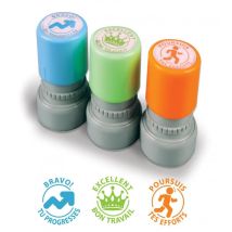 Tampons - 3 Niveaux - Bravo, Excellent, Poursuis - Enseignant, Professeur - 3 Modèles - Créa Lign'