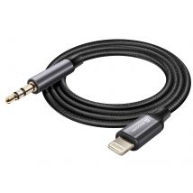 Swissten Câble Auxiliaire Lightning Compatible Jack 3.5 Mm Nylon Tressé 1.5m Noir
