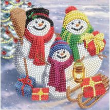 Kit Carte Broderie Diamant 18x18cm Bonhomme De Neige - Crystal Art