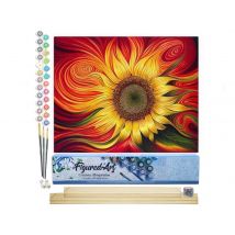 Peinture Par Numéro Figured'art - Tournesol Artistique - Kit De Loisir Créatif Diy Numéro D'Art Complet - 40x50cm Toile Roulée + Châssis En Bois À