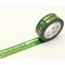 Masking Tape Mt 1,5 Cm Noel Messages De Noël Fond Vert - Calligraphy - MT Masking Tape