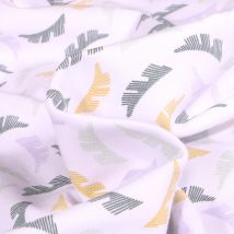 Tissu Jersey Coton Bio Feuilles Héra Sur Fond Blanc - Au Mètre - Craftine