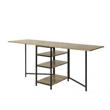 Sobuy Fwt62-n Table Pliante Avec 2 Abattants Et 3 Étagères De Rangement, Table De Cuisine Rabattable - Sobuy