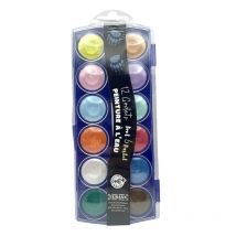 Peinture À L'Eau - Boîte De 12 Couleurs + 1 Pinceau - Couleurs Pastel - Pour L'École - Atoutbois