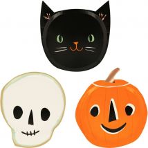 8 Assiettes Halloween 3 Designs - Meri Meri