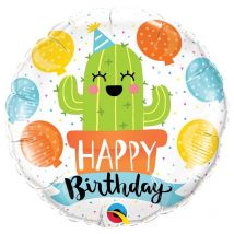 Ballon À Plat Cactus Kawaïï Happy Birthday - QUALATEX